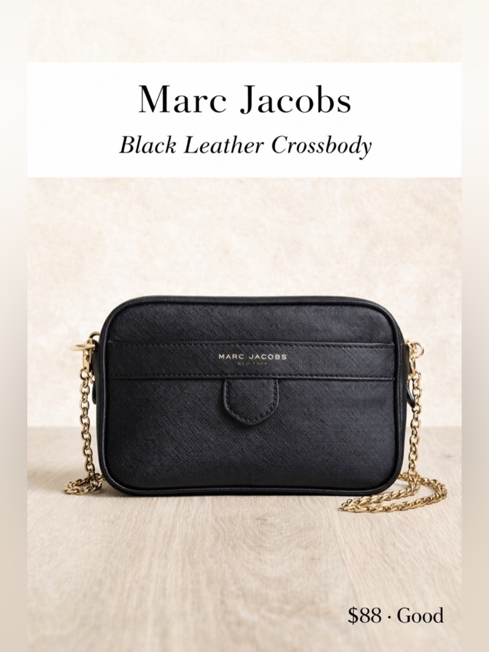 Marc Jacobs Black Saffiano Leather Crossbody Chain Bag